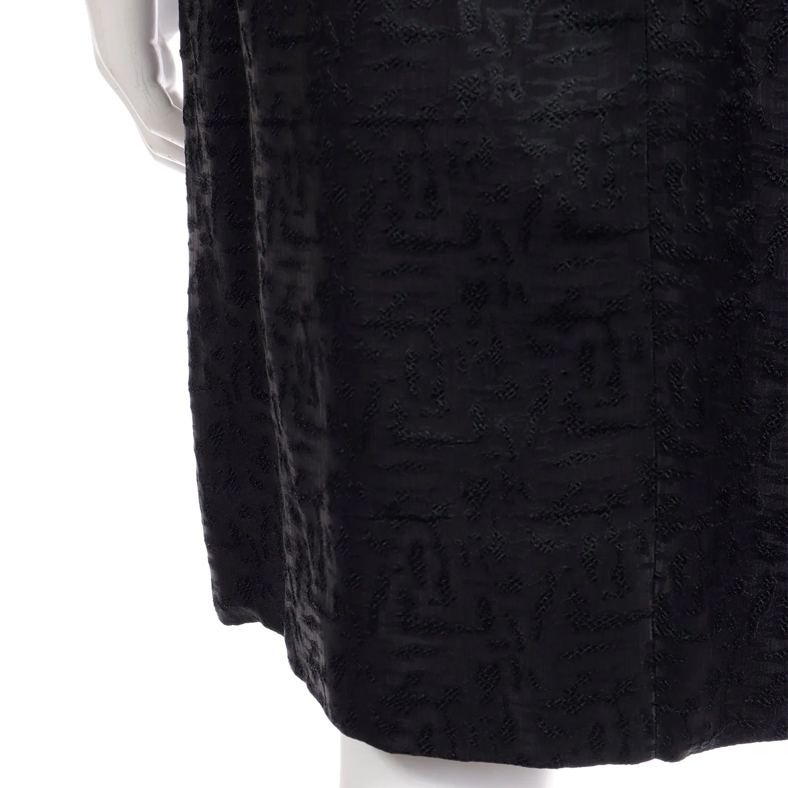 1960s Nicholas Unger Beaded Velvet Little Black Dress w Bateau Neckline