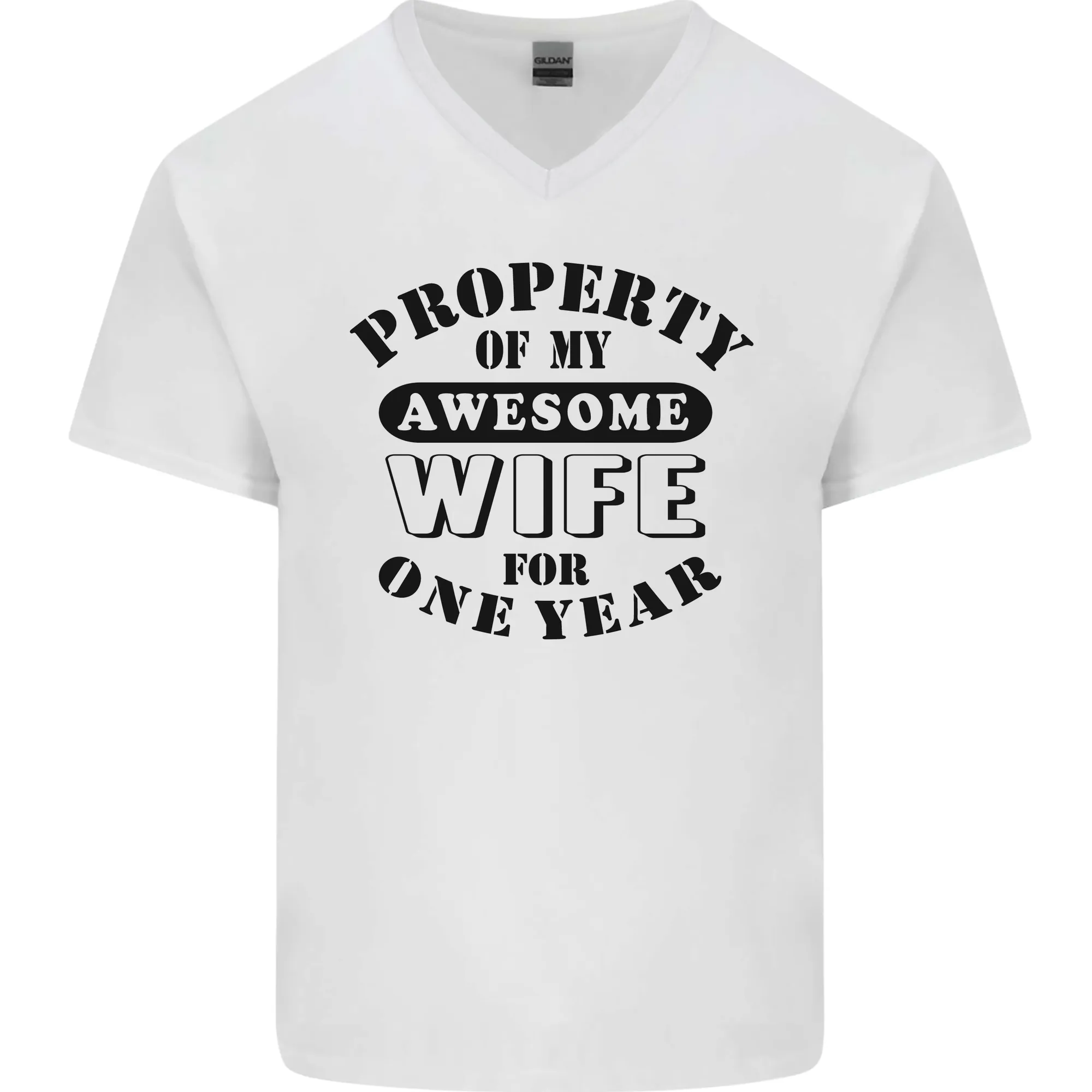 1st Wedding Anniversary 1 Year Funny Wife Mens V-Neck Cotton T-Shirt