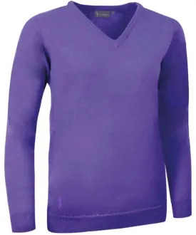 30% OFF - GLENMUIR Nina Ladies V-Neck Sweater - Lambswool - Violet - Size: LARGE & XL