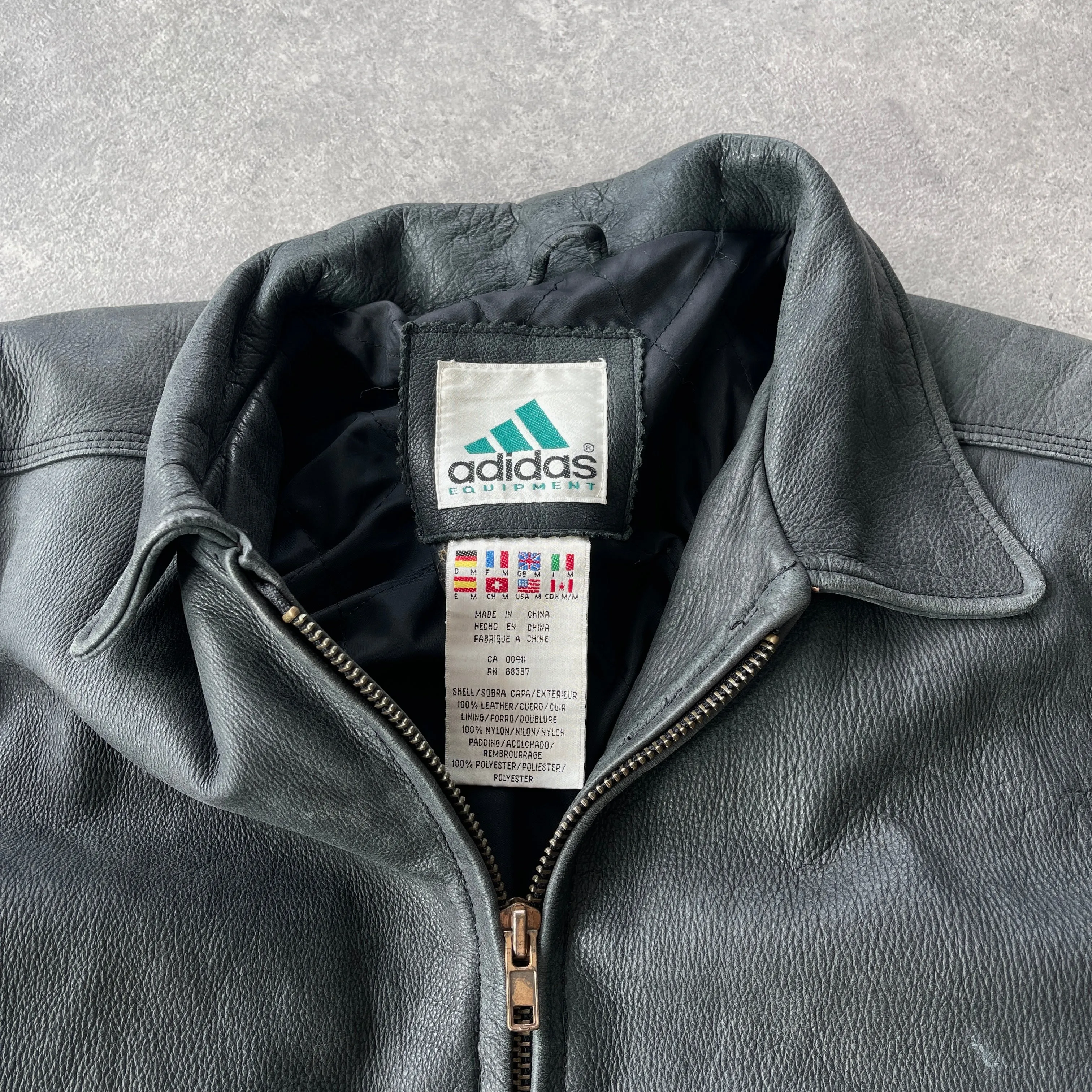 Adidas Equipment RARE 1990s heavyweight leather jacket (L)