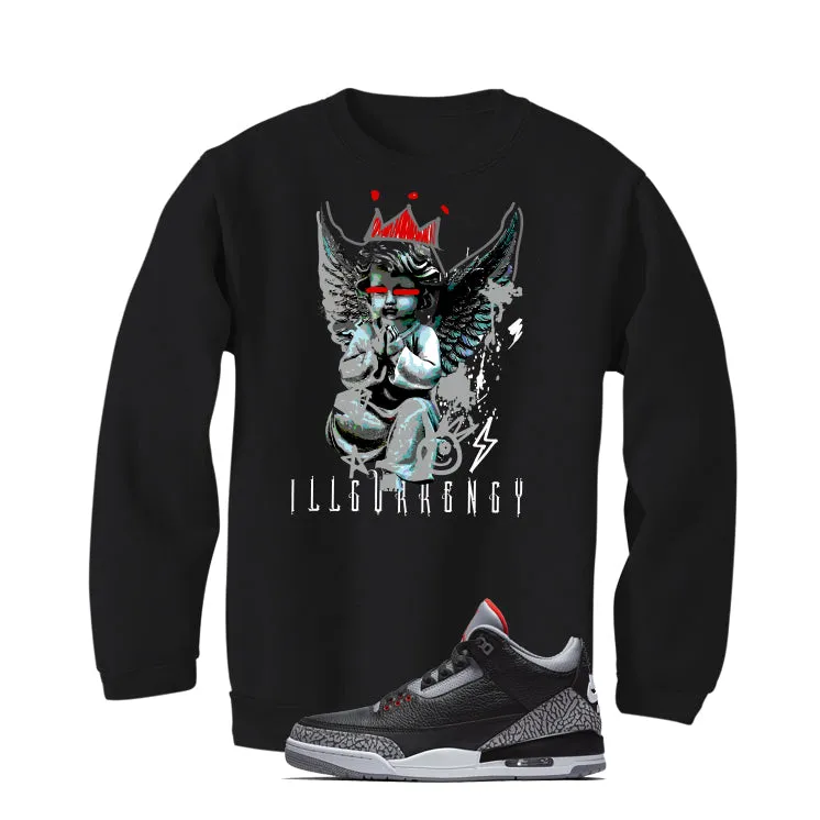 Air Jordan 3 Black Cement Black T-Shirt (Graffiti Angel)| illcurrency