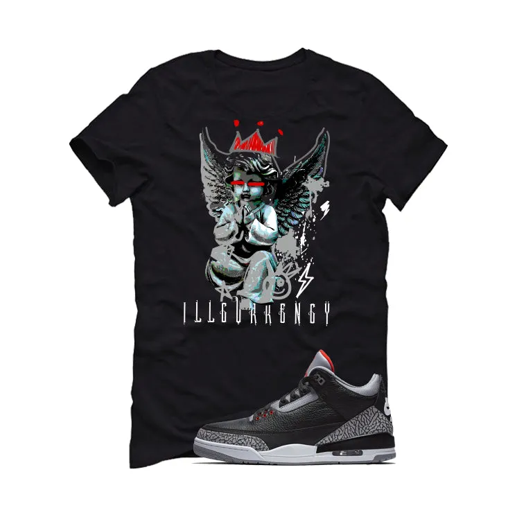 Air Jordan 3 Black Cement Black T-Shirt (Graffiti Angel)| illcurrency