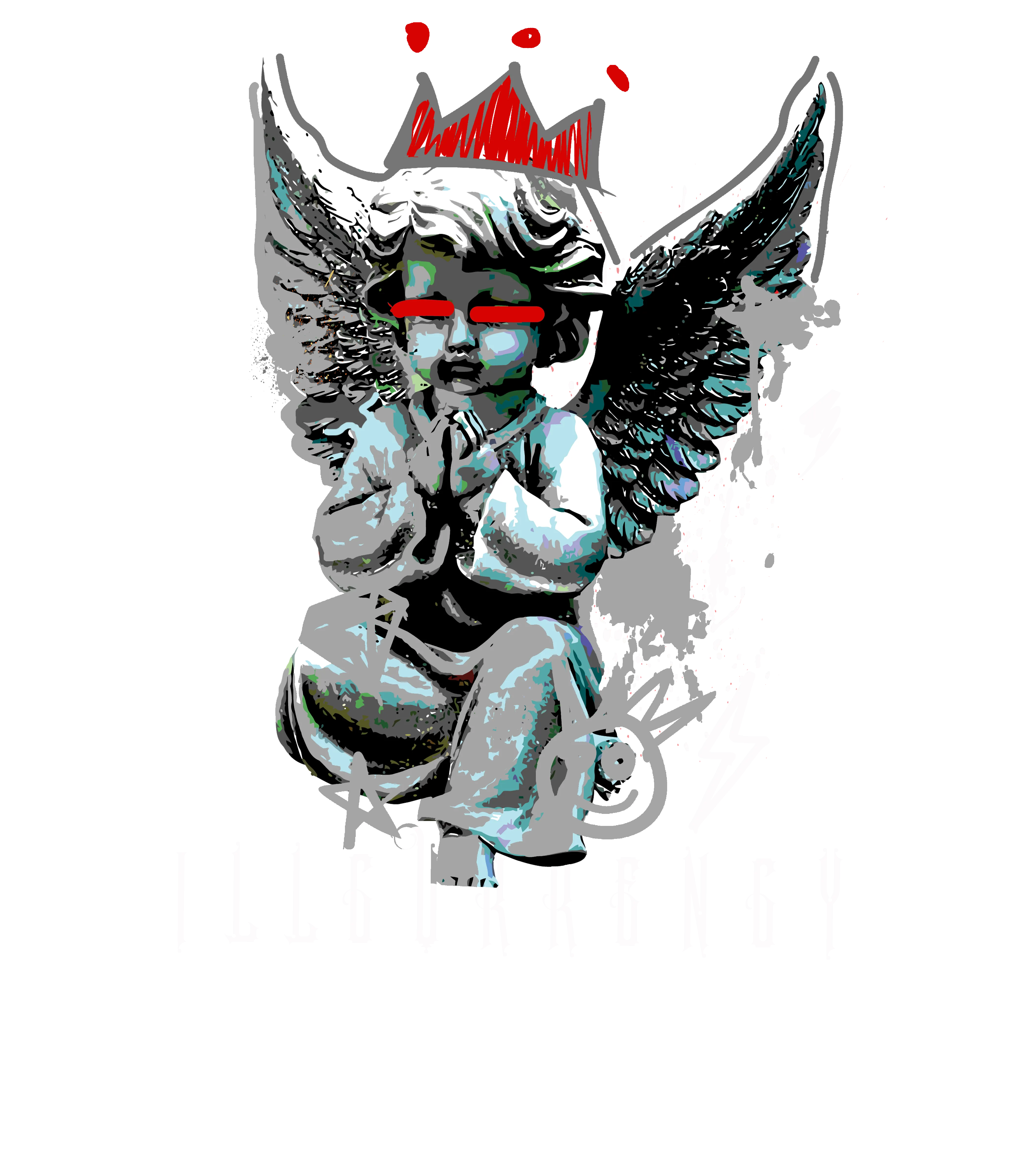 Air Jordan 3 Black Cement Black T-Shirt (Graffiti Angel)| illcurrency