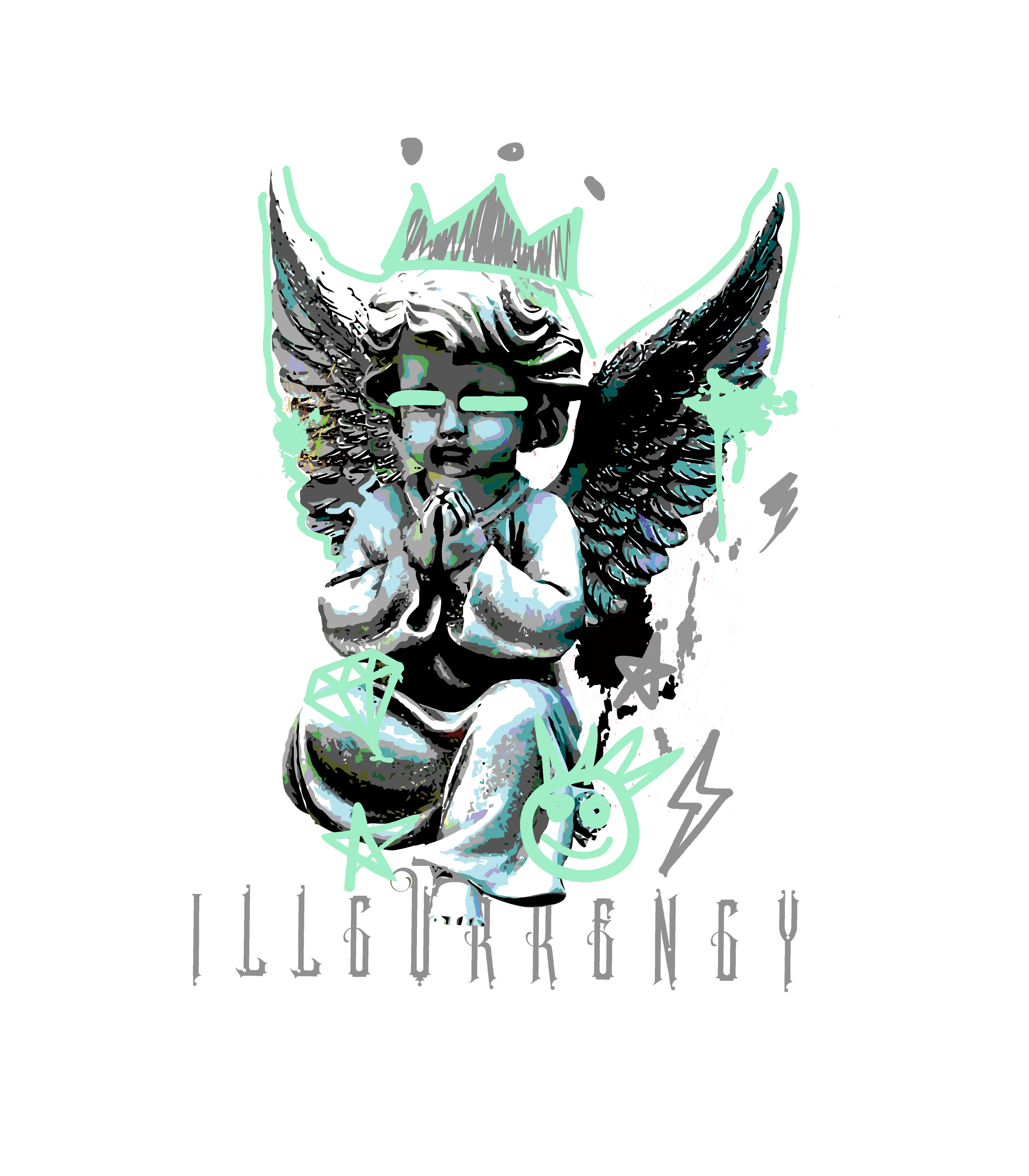 Air Jordan 3 “Green Glow” | illcurrency Black T-Shirt (Graffiti Angel)