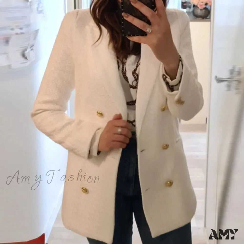 Amy Fashion - Vintage Tweed Chic Button Blazers