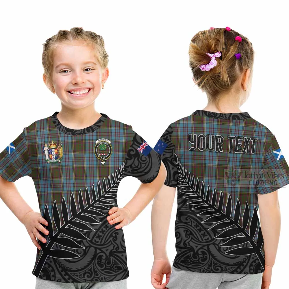 Anderson Crest Tartan Kid T-Shirt with New Zealand Silver Fern Half Style