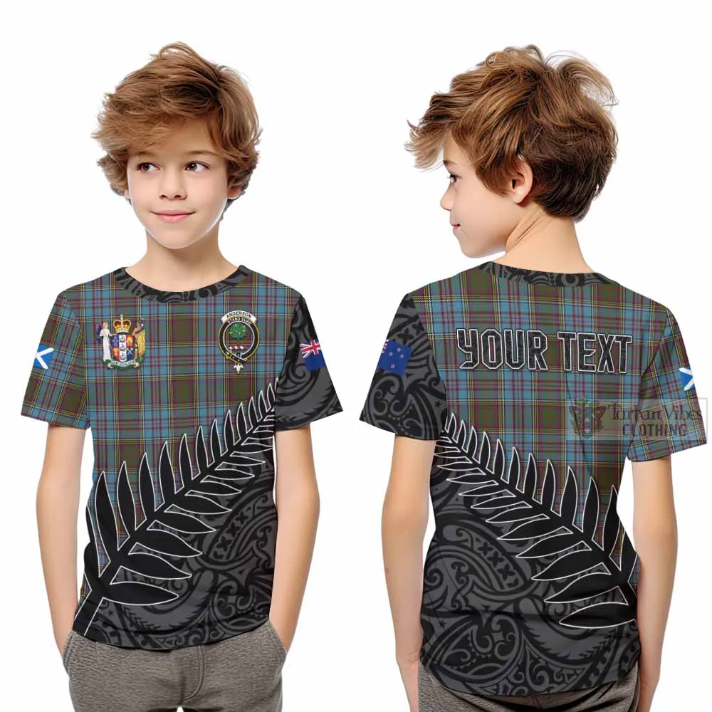 Anderson Crest Tartan Kid T-Shirt with New Zealand Silver Fern Half Style