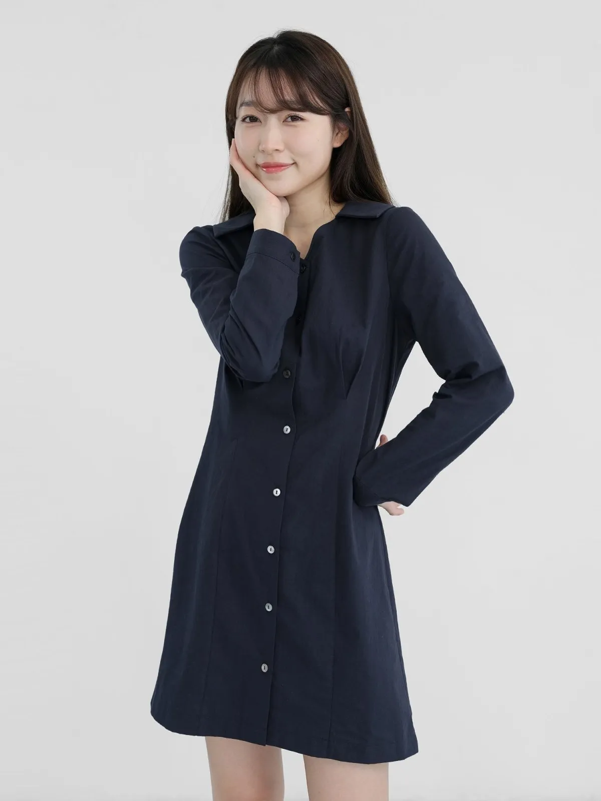 Ariel Open Collar Long Sleeve Dress