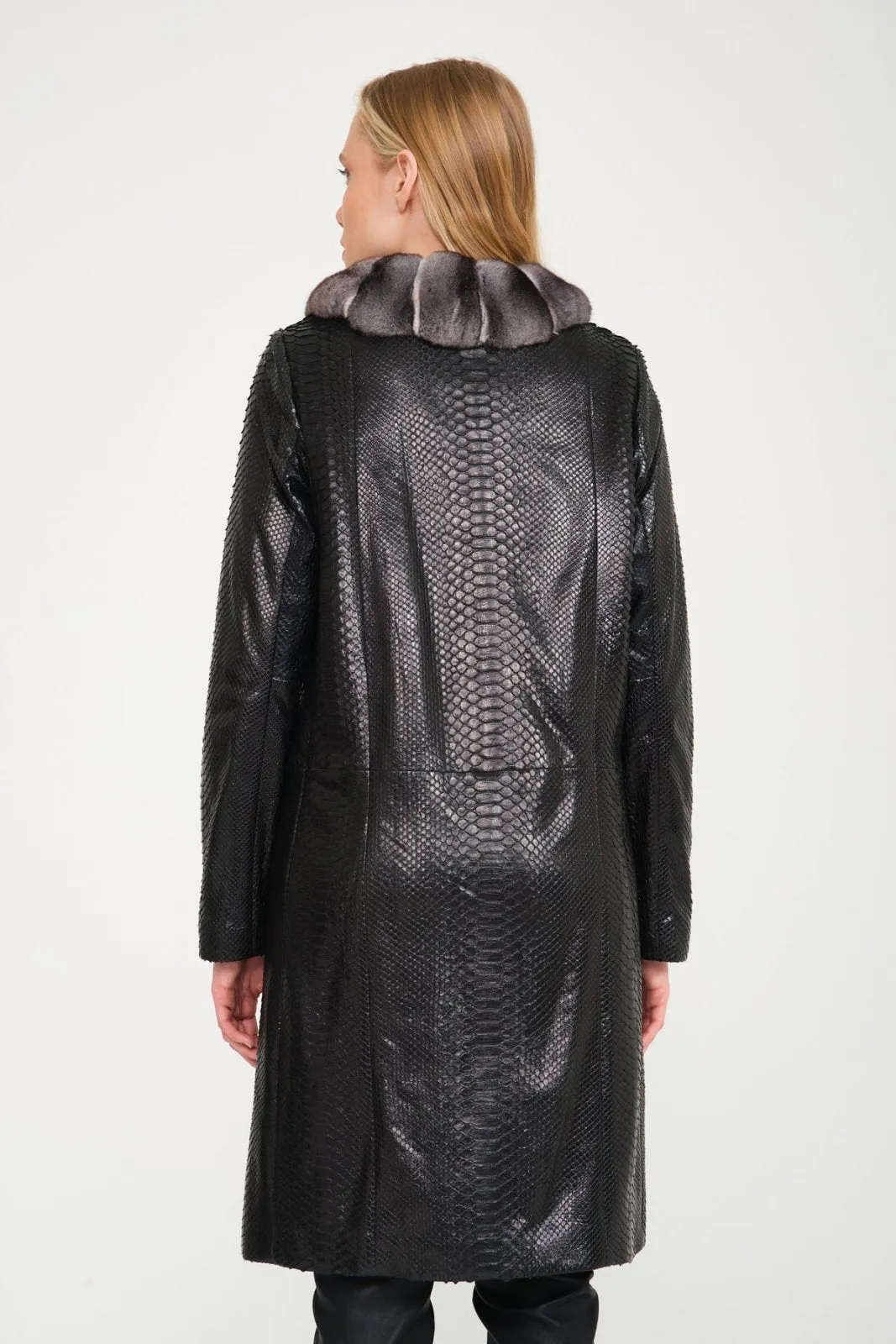 Black Python Leather / Chinchilla Coat