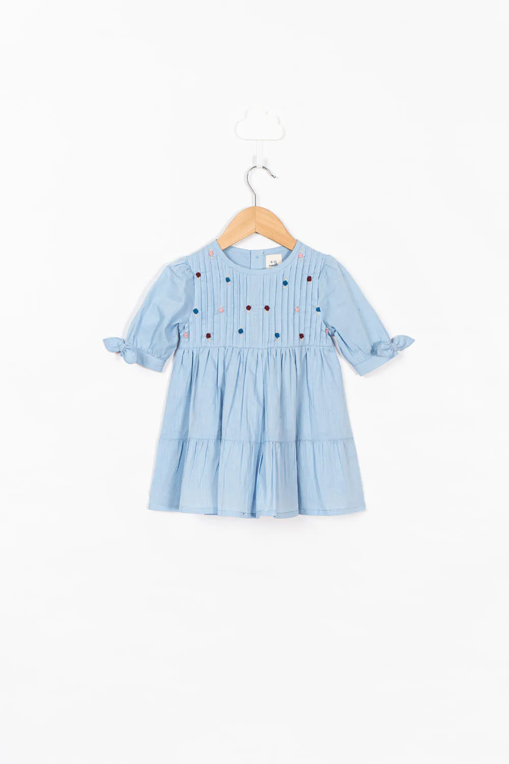 Blue Pin Tuck Dress