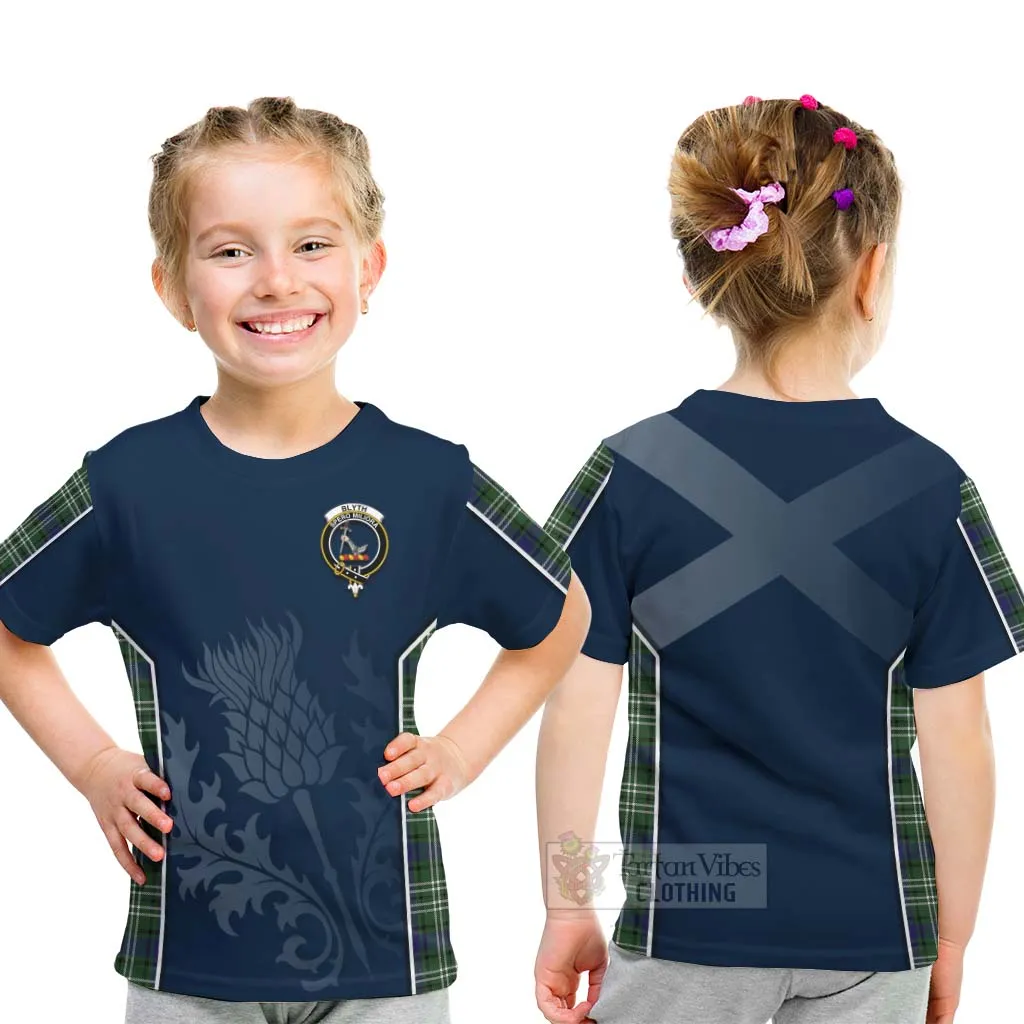 Blyth Tartan Kid T-Shirt with Family Crest and Scottish Thistle Vibes Sport Style