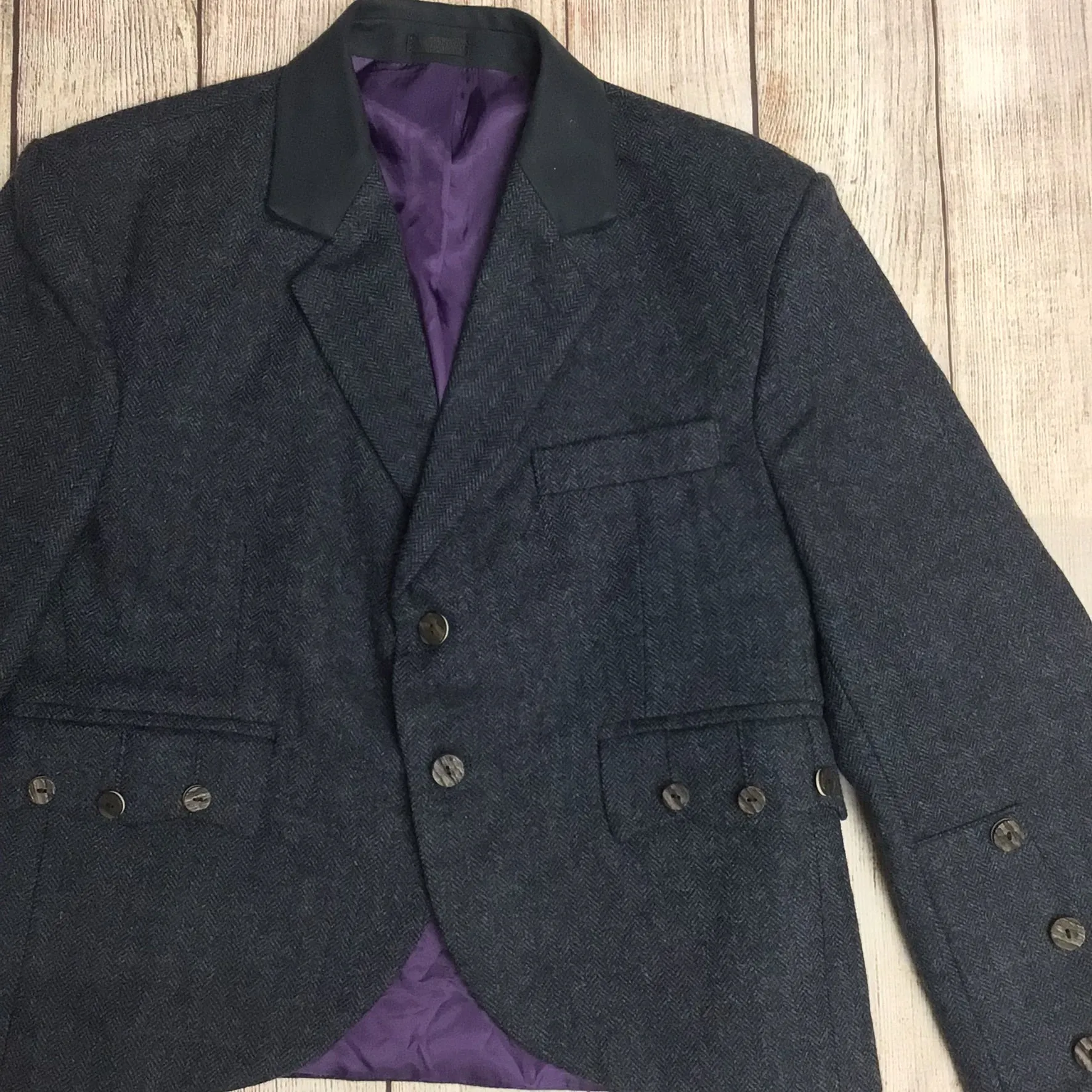 BNWT MacGregor MacDuff Blue Herringbone 2 Button Blazer Jacket Size 40 Short