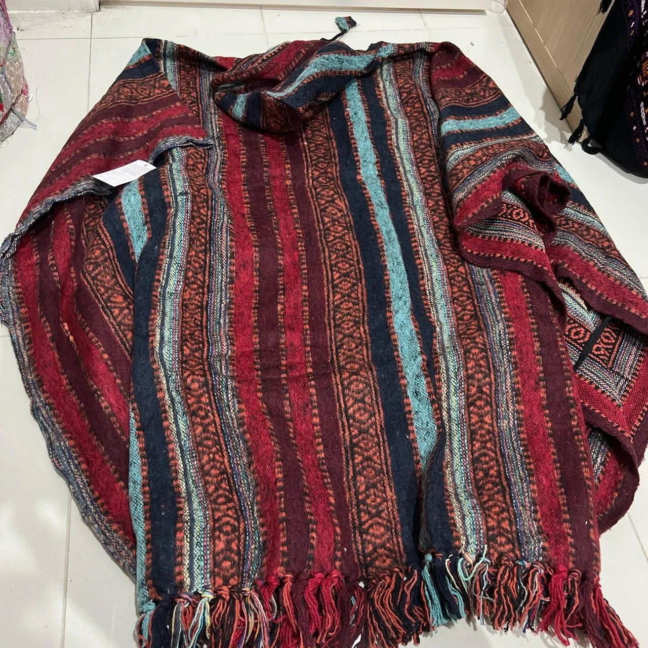 Boho Poncho With Hood Boho Hippie Festival Handmade in Nepal