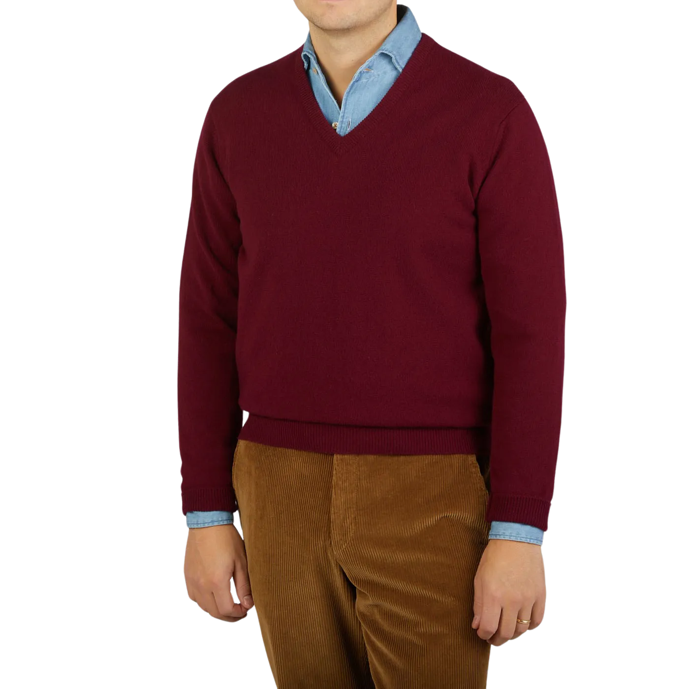 Bordeaux V-Neck Lambswool Sweater