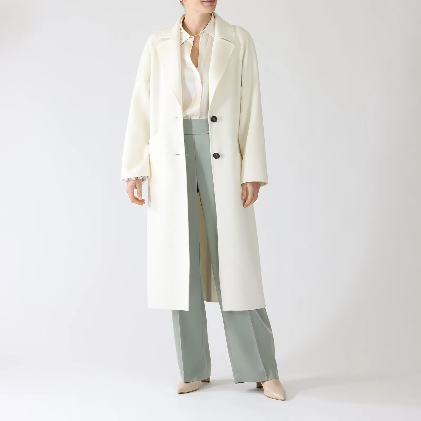 Bright Ecru Pure Wool Coat