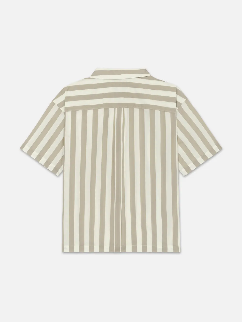 Camp Collar Shirt -- Smoke Beige Stripe