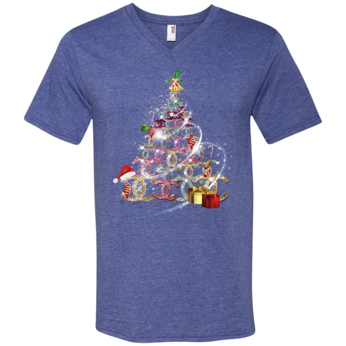 Chanel Christmas Tree T-shirt Men V-Neck T-Shirt