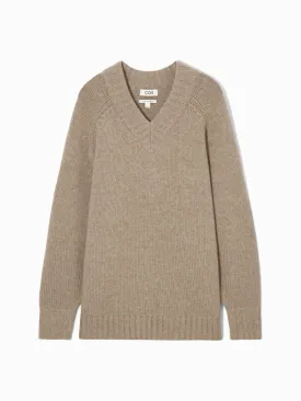 Chunky pure cashmere v-neck jumper