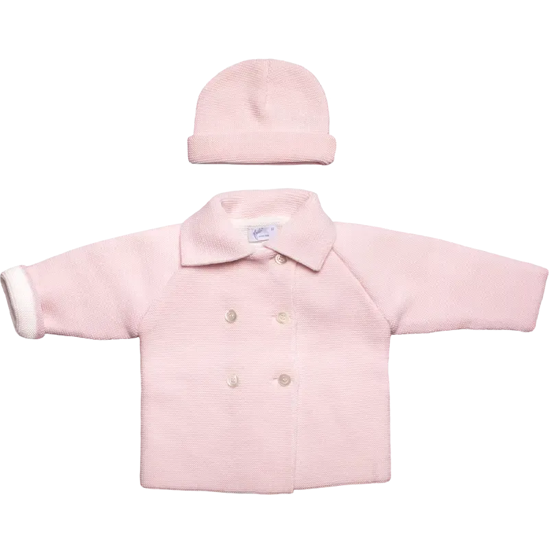 Classic Merino Wool Coat & Hat - Pink