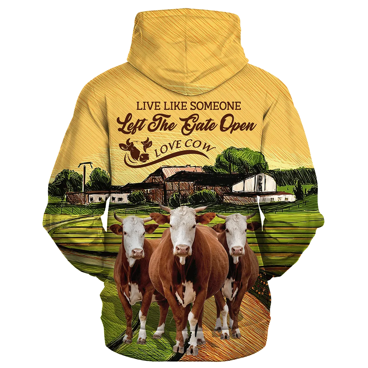 Cow Field On The Farm Hoodie