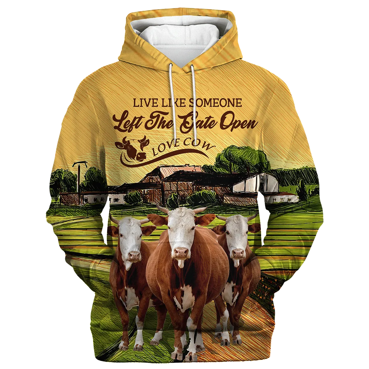 Cow Field On The Farm Hoodie