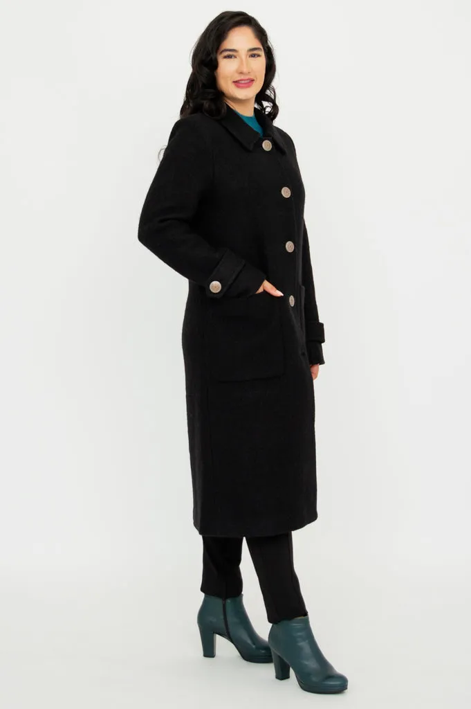 Edna Coat, Black, Boiled Wool