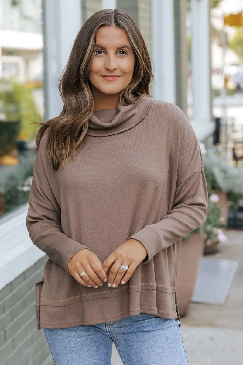 Essential Fall Turtleneck Sweater - Mocha - DOORBUSTER