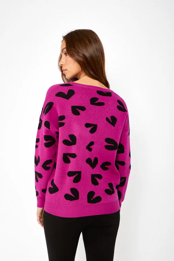 Frank Lyman Heart Print Sweater 243500