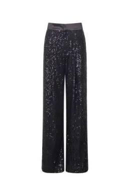 French Connection Alindava Sequin Suit Trousers-Black-74TNG