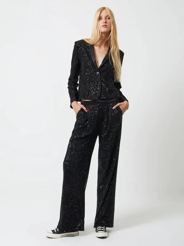 French Connection Alindava Sequin Suit Trousers-Black-74TNG