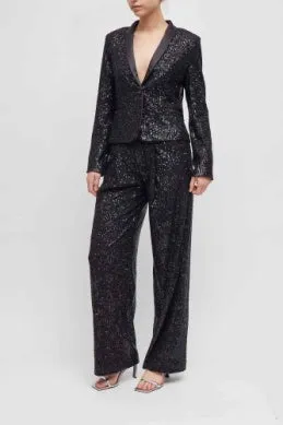 French Connection Alindava Sequin Suit Trousers-Black-74TNG