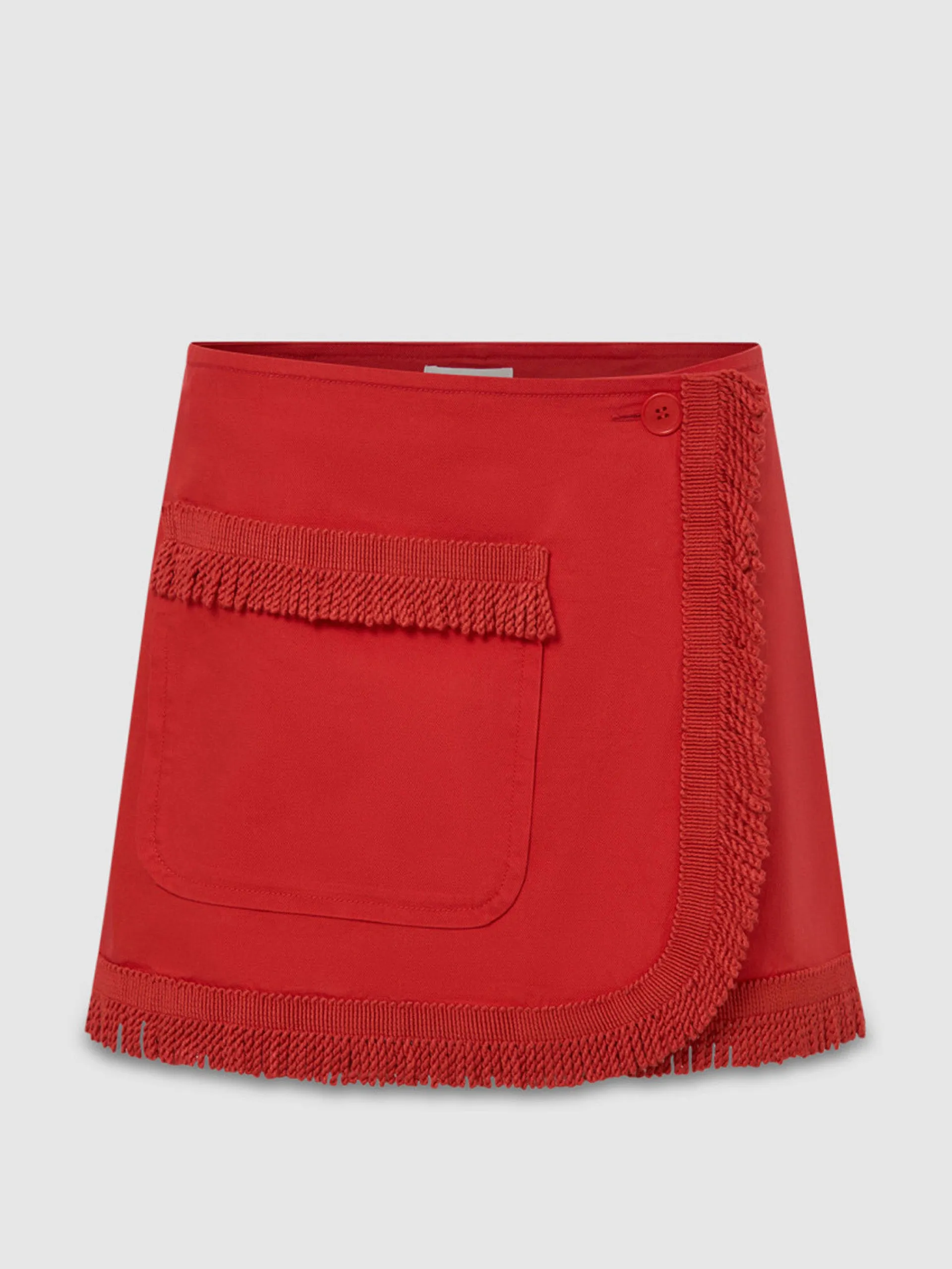 Fringe detail wrap mini skirt