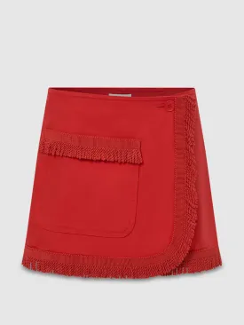 Fringe detail wrap mini skirt