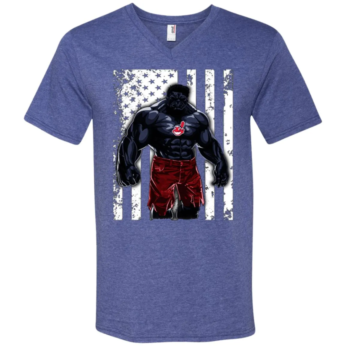 Giants Hulk Cleveland Indians T-shirt Flag Men V-Neck T-Shirt