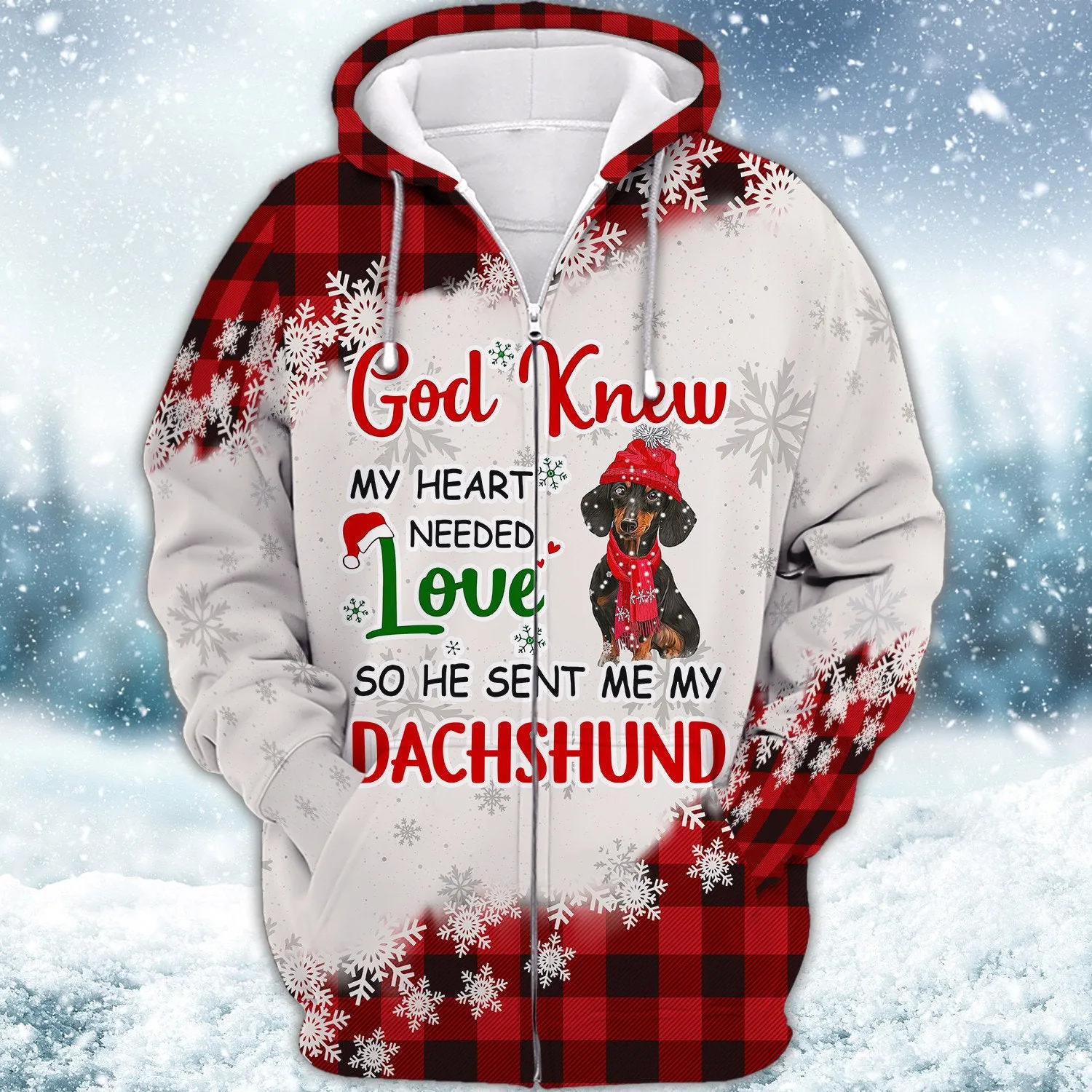 God Sent Me My Dachshund 3D Printed Christmas Gift For Dachshund Lovers Sweatshirt Hoodie