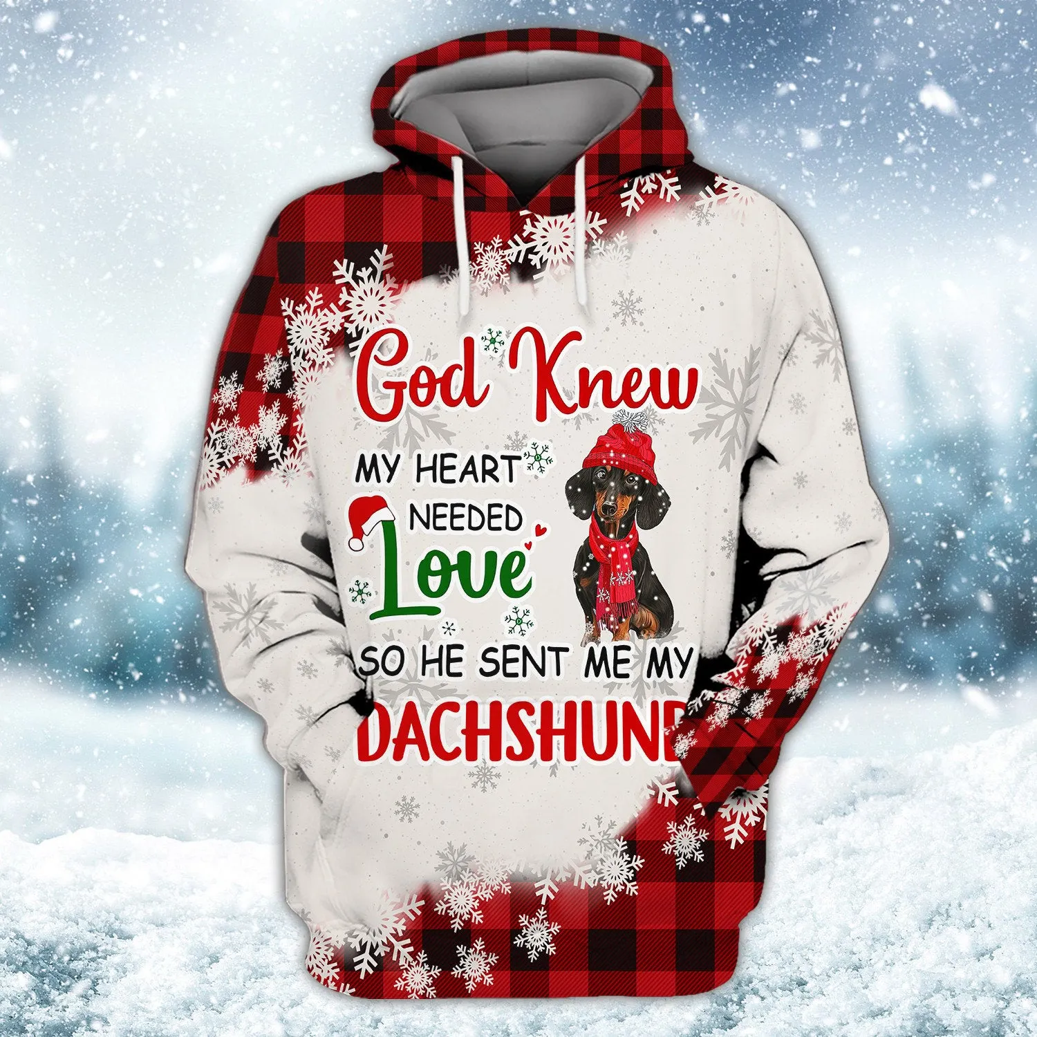 God Sent Me My Dachshund 3D Printed Christmas Gift For Dachshund Lovers Sweatshirt Hoodie