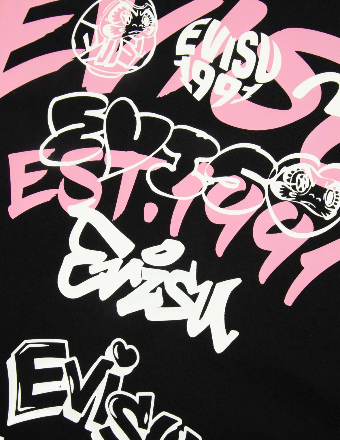 Graffiti Logo and Daruma Print Boyfriend T-shirt