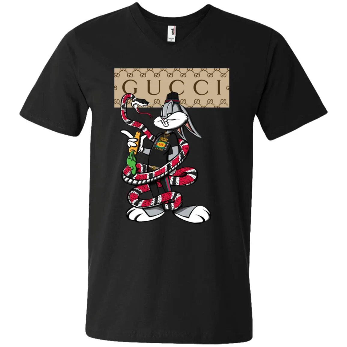 Gucci Rabbit Snake Gift Birthday T-shirt Men V-Neck T-Shirt