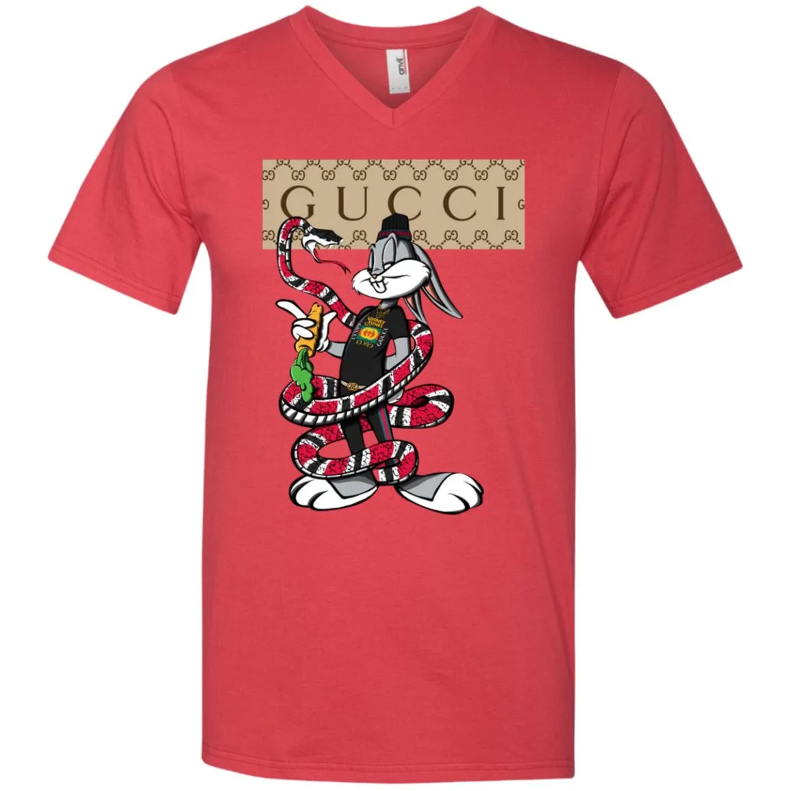 Gucci Rabbit Snake Gift Birthday T-shirt Men V-Neck T-Shirt