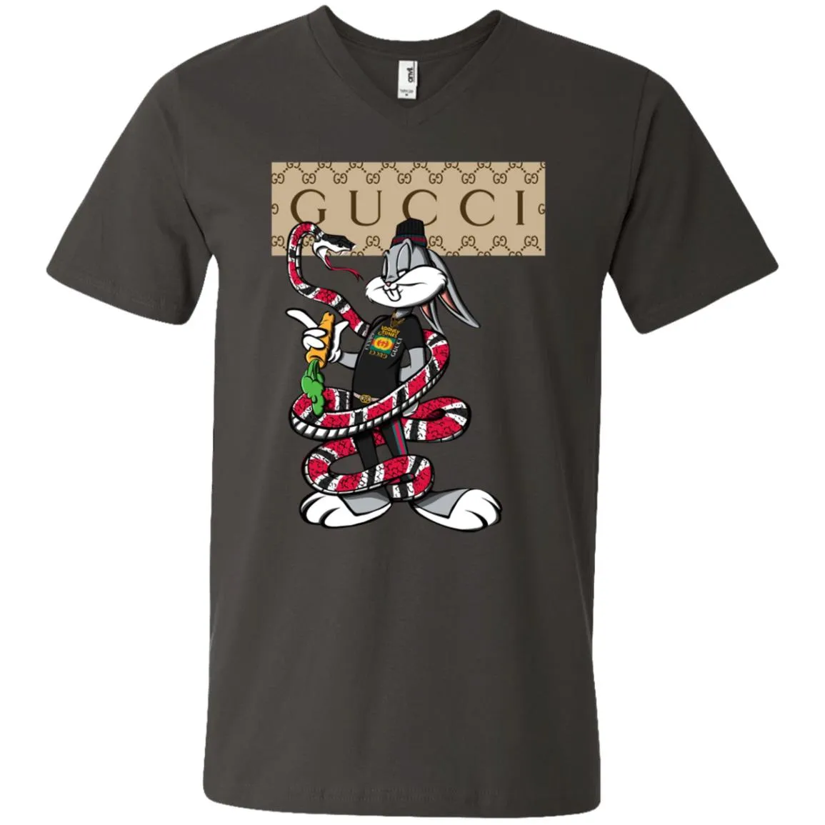 Gucci Rabbit Snake Gift Birthday T-shirt Men V-Neck T-Shirt