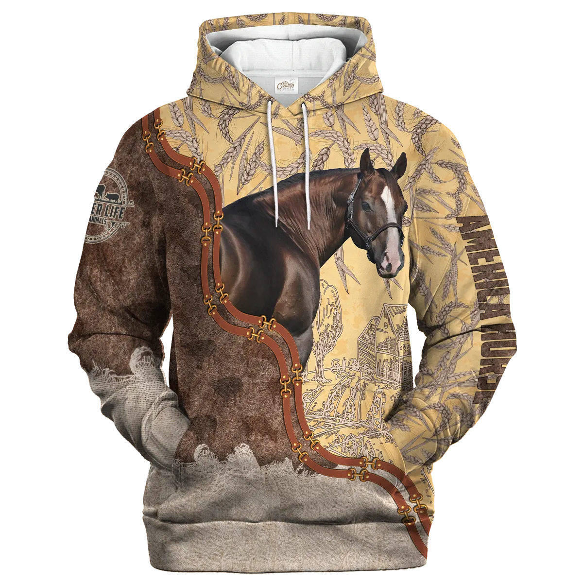 Horse Lovers In Barley Pattern Hoodie