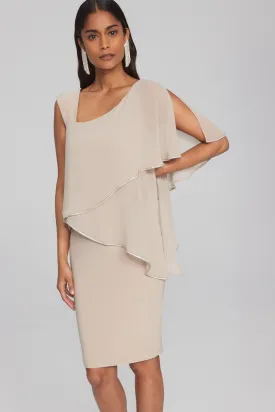 Joseph Ribkoff Silky Knit and Chiffon Asymmetrical Sheath Dress - 241721