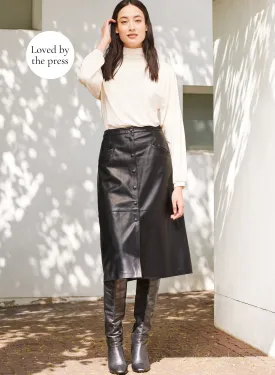 Kara Leather Button Skirt