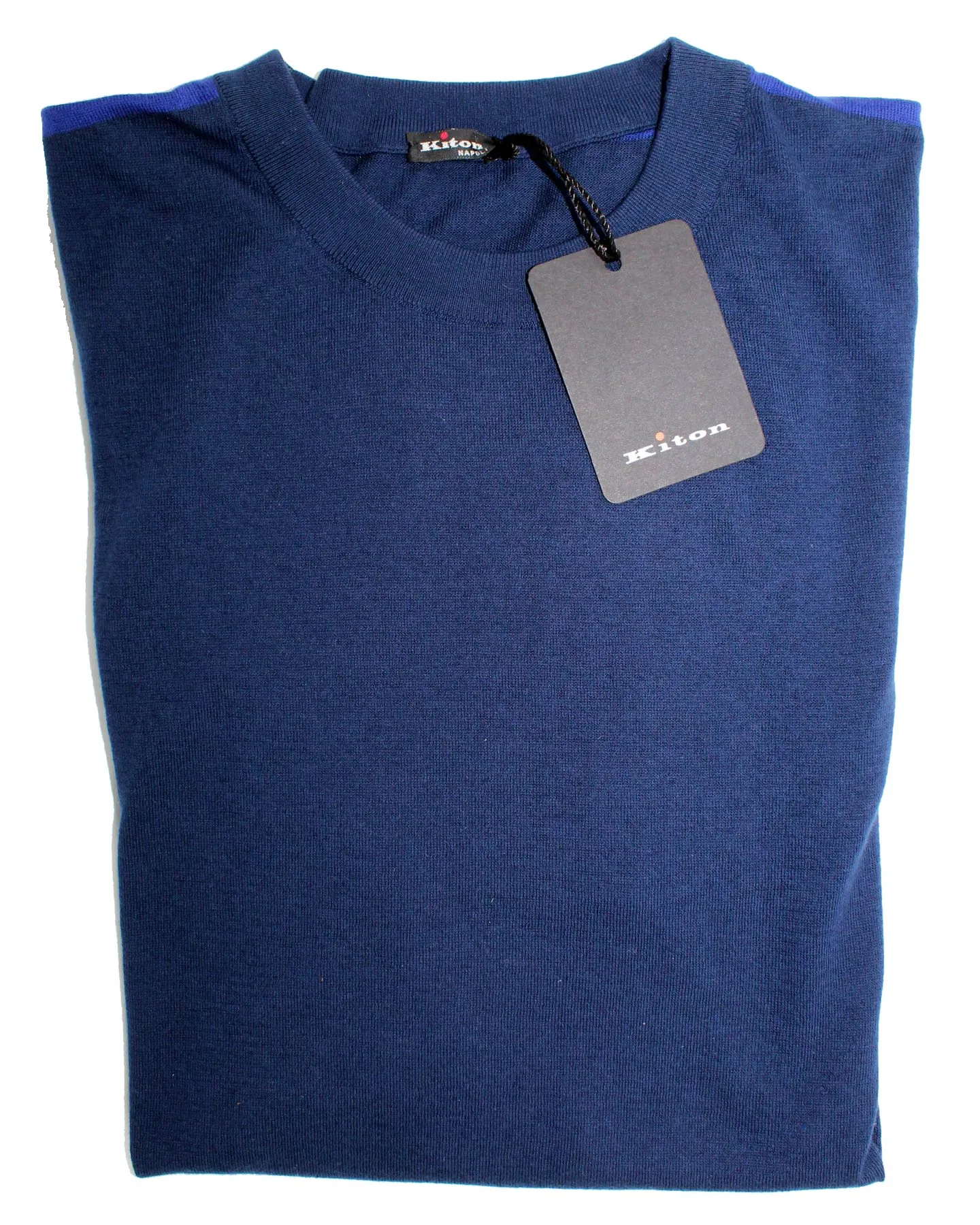 Kiton Short Sleeve Sweater Navy Royal Blue M - SALE