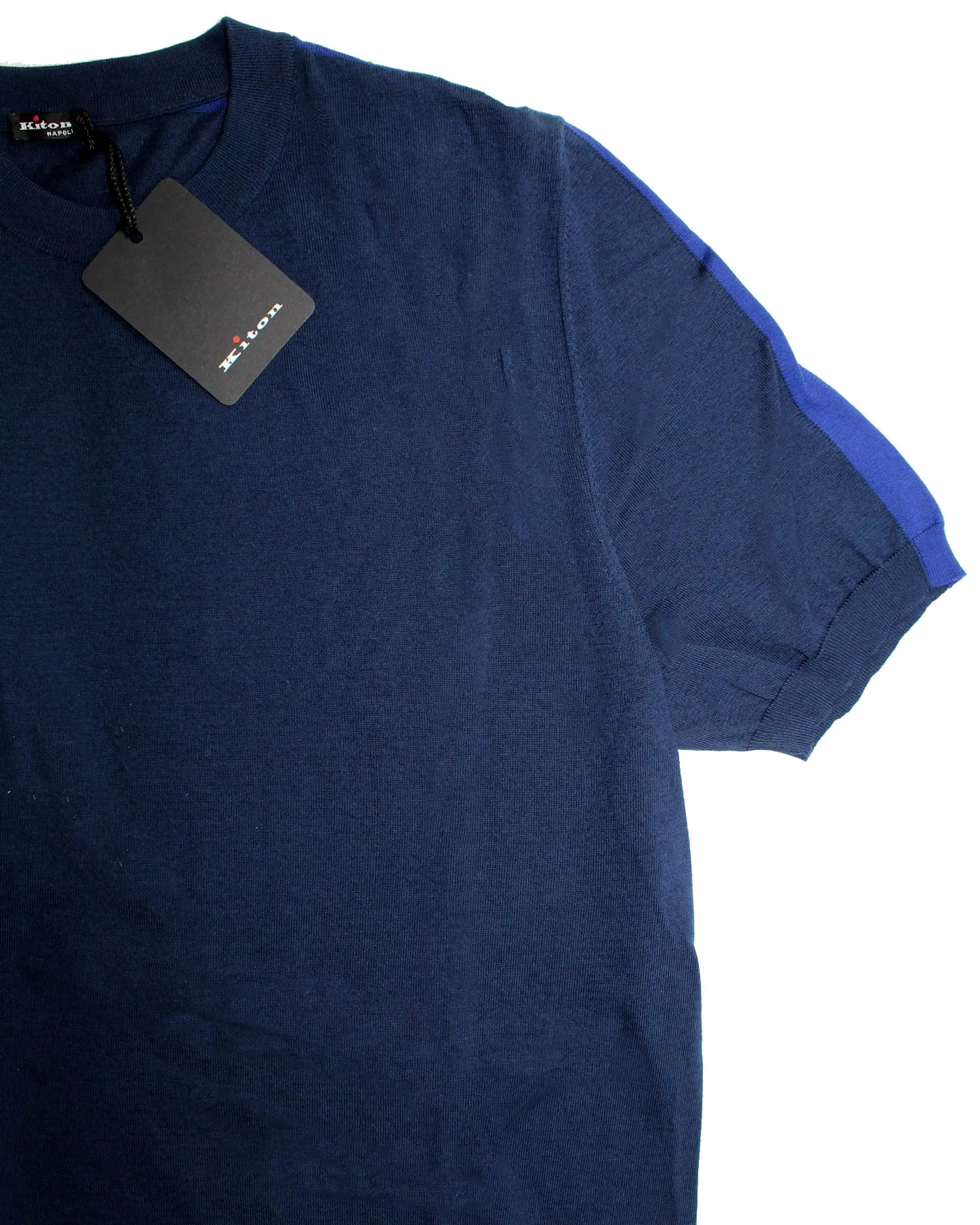 Kiton Short Sleeve Sweater Navy Royal Blue M - SALE