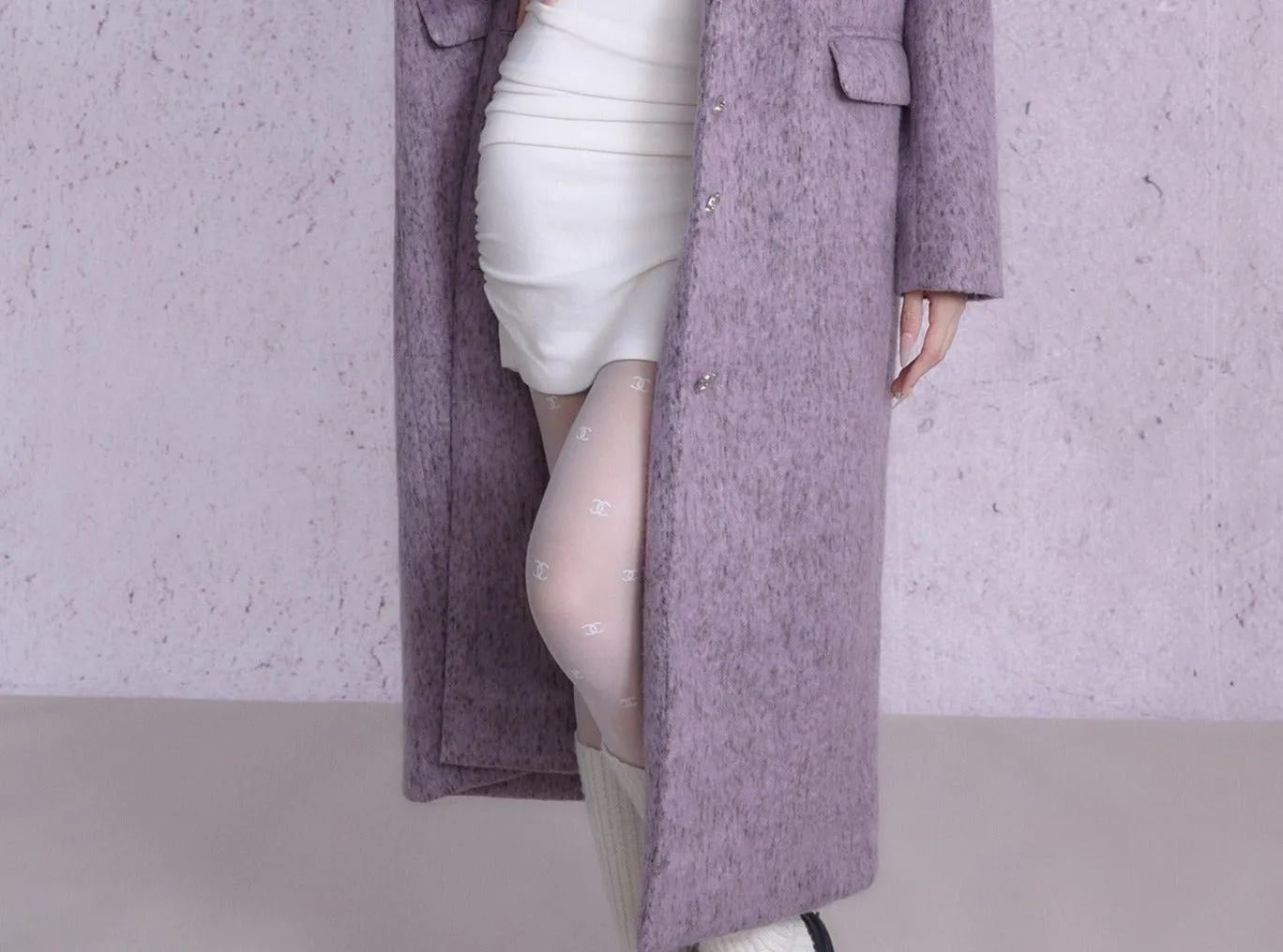 Lavender Wool Blend Long Coat