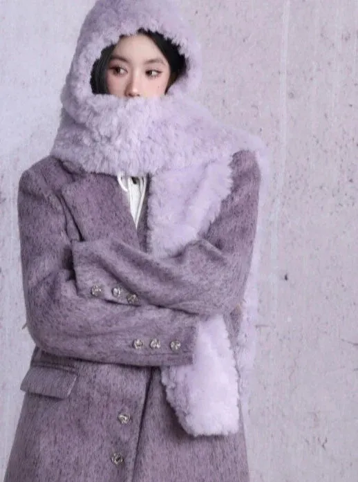 Lavender Wool Blend Long Coat