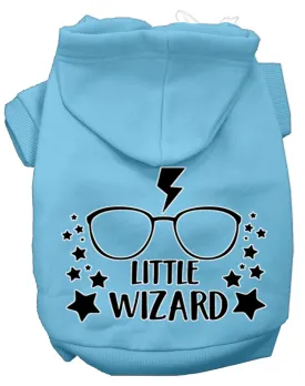 Little Wizard Screen Print Dog Hoodie Baby Blue Xl