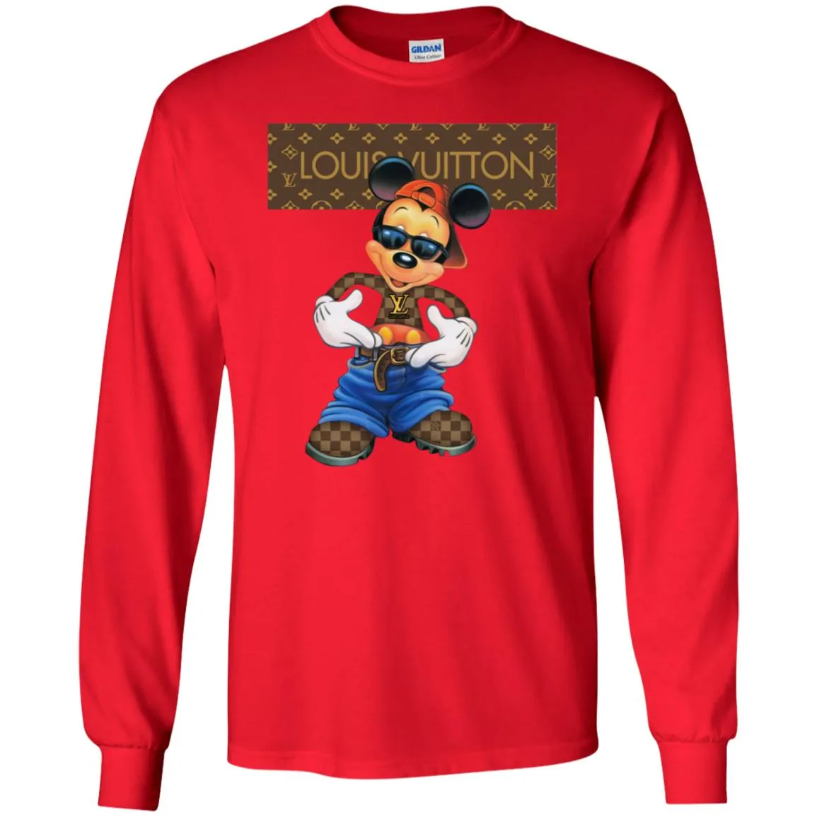 Louis Vuitton Mickey Mouse Cartoon T-shirt Men Long Sleeve Shirt