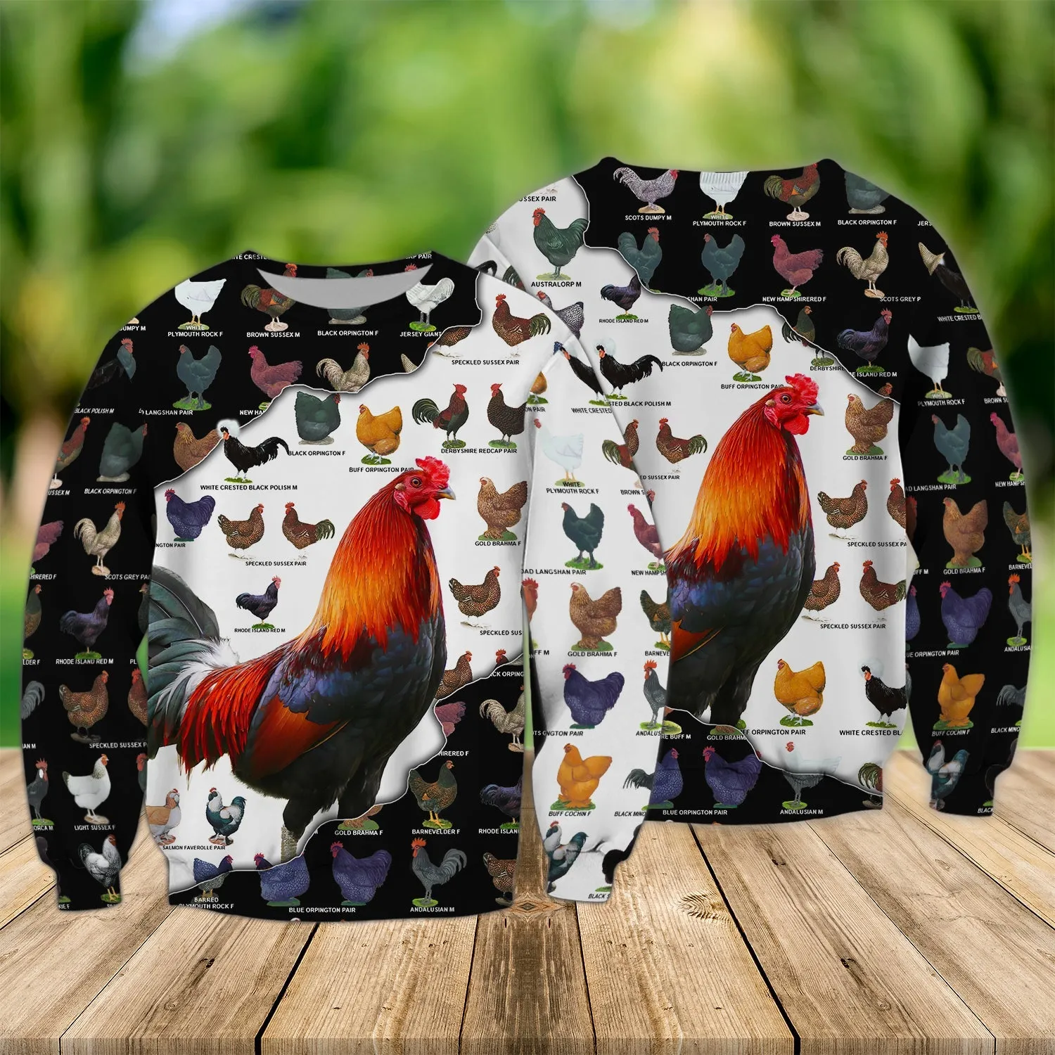 Many Type Rooster Farm Pattern 3D Full Print Sweatshirt Hoodie Bomber, Christmas Gift for Farmer